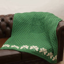 Load image into Gallery viewer, Merino Wool Irish Shamrock Blanket Green Tara Irish Clothing.com
