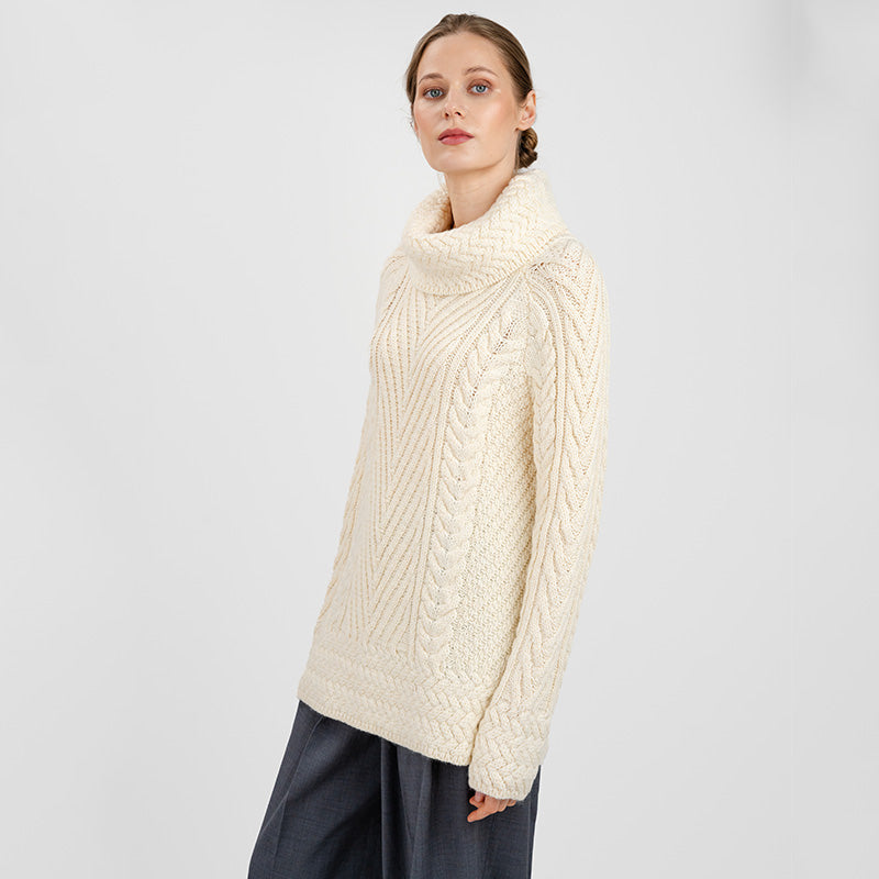 Ladies Irish Aran Turtleneck Sweater
