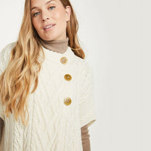 Load image into Gallery viewer, Ladies SuperSoft Merino Wool Aran Knit Buttoned Poncho
