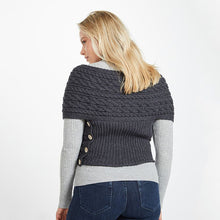 Load image into Gallery viewer, Merino Wool Buttoned Aran Wrap Cardigan
