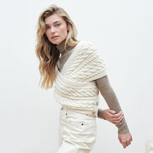 Load image into Gallery viewer, Merino Wool Buttoned Aran Wrap Cardigan
