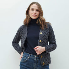 Load image into Gallery viewer, Traditional Irish Cable Knit Ladies Cardigan
