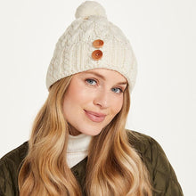 Load image into Gallery viewer, Buttoned Merino Irish Aran Hat
