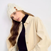 Load image into Gallery viewer, Buttoned Merino Irish Aran Hat

