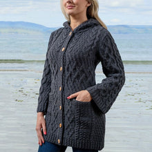 Load image into Gallery viewer, Women&#39;s Aran Pattern Long Hooded Coatigan

