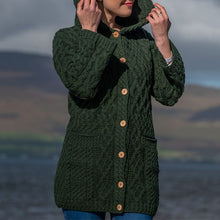 Load image into Gallery viewer, Women&#39;s Aran Pattern Long Hooded Coatigan

