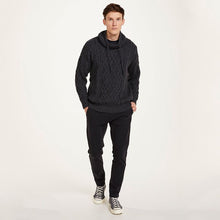 Load image into Gallery viewer, Men&#39;s Merino Wool Aran Sweater with Drawcords
