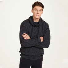 Load image into Gallery viewer, Men&#39;s Merino Wool Aran Sweater with Drawcords
