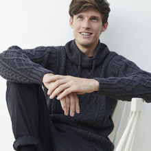 Load image into Gallery viewer, Men&#39;s Merino Wool Aran Sweater with Drawcords
