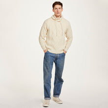 Load image into Gallery viewer, Men&#39;s Merino Wool Aran Sweater with Drawcords

