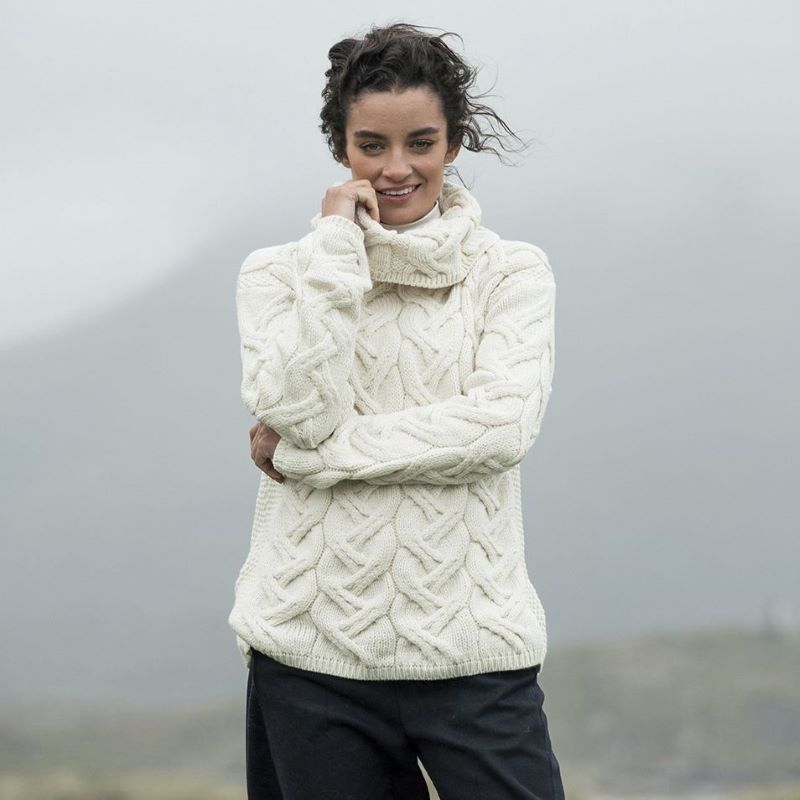 Women's Chunky Turtleneck Irish Sweater