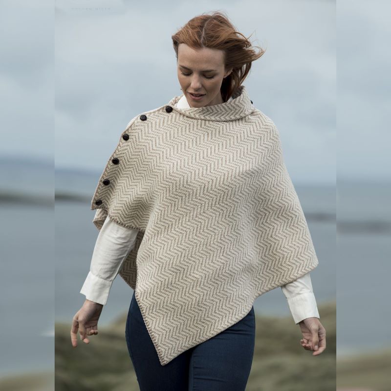 Wool Herringbone Irish Poncho