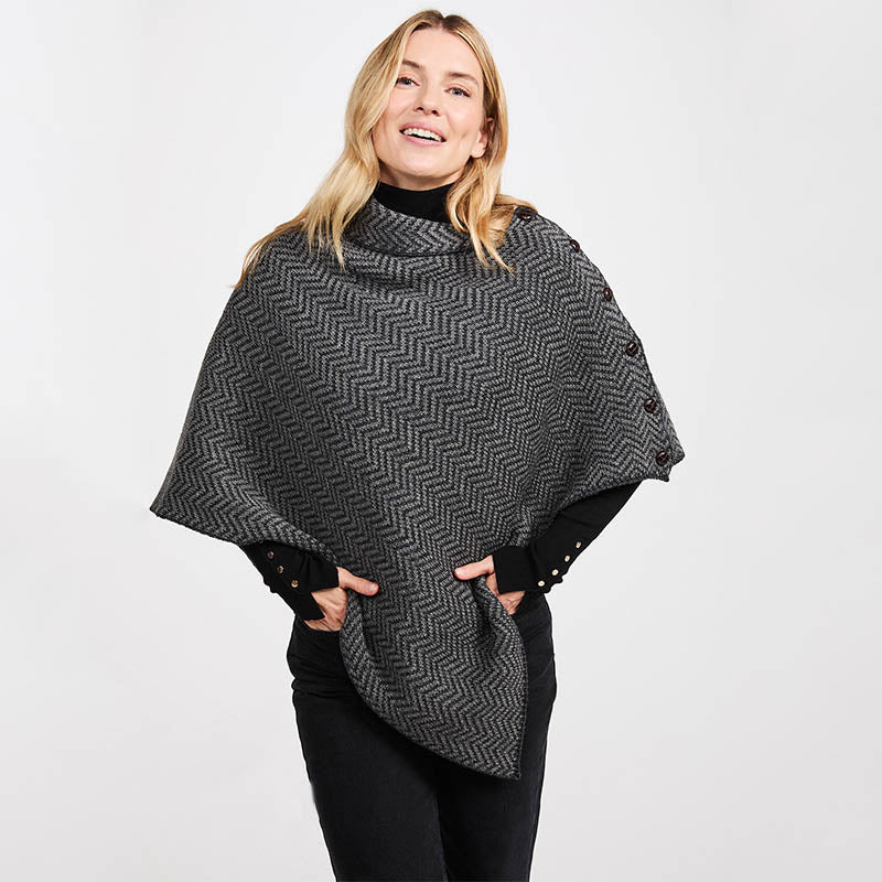 Wool Herringbone Irish Poncho