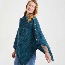 Load image into Gallery viewer, Merino Irish Poncho with Side Buttons
