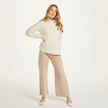 Load image into Gallery viewer, SuperSoft Merino Aran Cable Knit Asymmetric Cardigan
