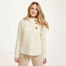 Load image into Gallery viewer, SuperSoft Merino Aran Cable Knit Asymmetric Cardigan

