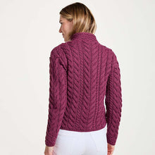 Load image into Gallery viewer, SuperSoft Merino Aran Cable Knit Asymmetric Cardigan
