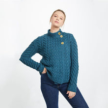 Load image into Gallery viewer, SuperSoft Merino Aran Cable Knit Asymmetric Cardigan
