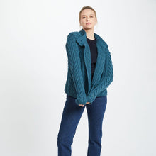 Load image into Gallery viewer, SuperSoft Merino Aran Cable Knit Asymmetric Cardigan
