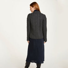 Load image into Gallery viewer, SuperSoft Merino Aran Cable Knit Asymmetric Cardigan
