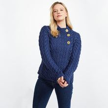 Load image into Gallery viewer, SuperSoft Merino Aran Cable Knit Asymmetric Cardigan
