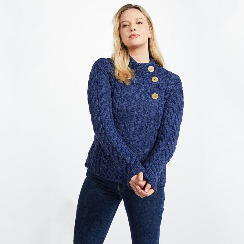 SuperSoft Merino Aran Cable Knit Asymmetric Cardigan