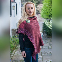 Load image into Gallery viewer, Raspberry Celtic Knot Ladies Poncho
