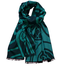 Load image into Gallery viewer, Large Book of Kells Viscose Scarf Wrap Green
