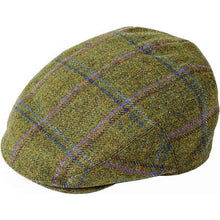 Load image into Gallery viewer, Irish Wool Tweed Green Flat Cap with Overcheck
