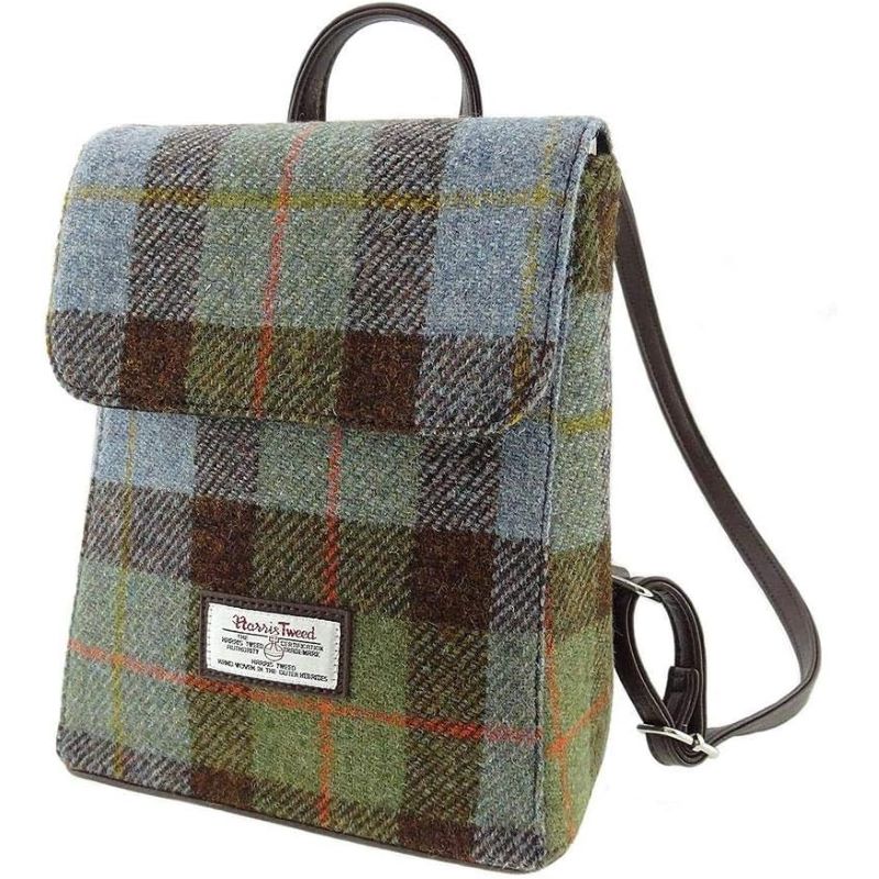 Green Plaid Harris Tweed Backpack display picture 1