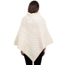 Load image into Gallery viewer, Ladies Aran Fisherman Poncho with Buttons
