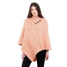 Load image into Gallery viewer, Ladies Aran Fisherman Poncho with Buttons
