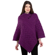 Load image into Gallery viewer, Ladies Aran Fisherman Poncho with Buttons

