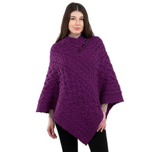Load image into Gallery viewer, Ladies Aran Fisherman Poncho with Buttons

