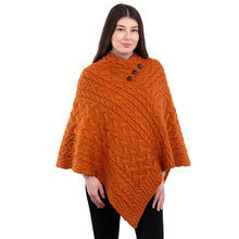 Load image into Gallery viewer, Ladies Aran Fisherman Poncho with Buttons
