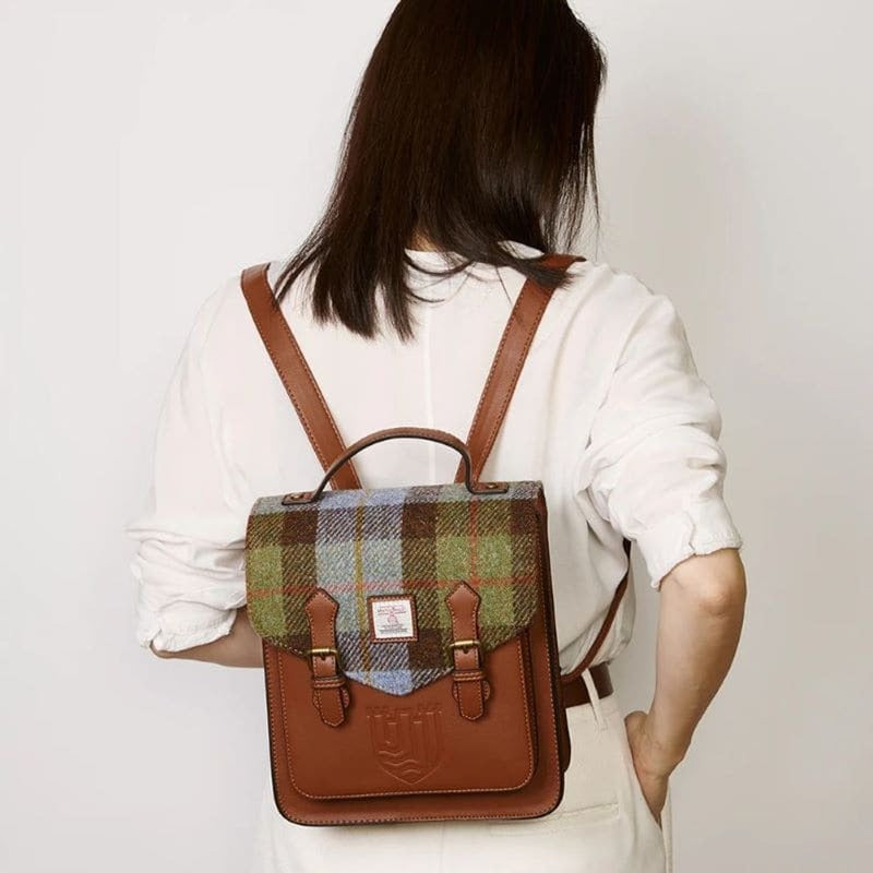 Islander Harris Tweed The Calton Backpack 'Chestnut and Blue Tartan'