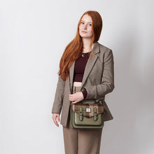 Load image into Gallery viewer, Handcrafted Harris Tweed &amp; Leather Medium Calton Satchel
