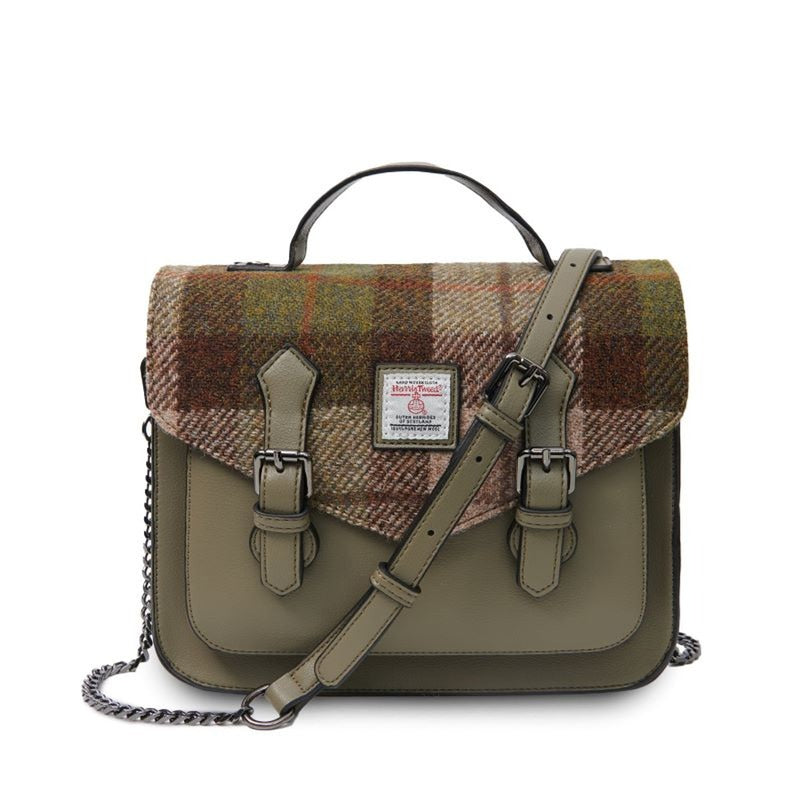 Handcrafted Harris Tweed & Leather Medium Calton Satchel
