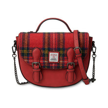Load image into Gallery viewer, Medium Harris Tweed &amp; Leather Plaid Satchel
