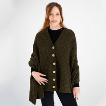 Load image into Gallery viewer, Ladies Lambswool Aran Button-Up Poncho
