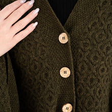 Load image into Gallery viewer, Ladies Lambswool Aran Button-Up Poncho
