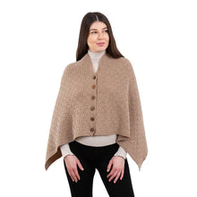 Load image into Gallery viewer, Ladies Lambswool Aran Button-Up Poncho
