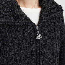 Load image into Gallery viewer, Merino Double Collar Aran Cardigan with Zipper for Ladies
