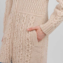 Load image into Gallery viewer, Merino Double Collar Aran Cardigan with Zipper for Ladies
