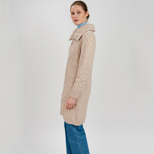Load image into Gallery viewer, Merino Double Collar Aran Cardigan with Zipper for Ladies
