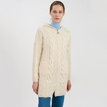 Load image into Gallery viewer, Women&#39;s Zipper Irish Cardigan with Hood
