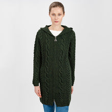 Load image into Gallery viewer, Women&#39;s Zipper Irish Cardigan with Hood
