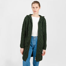 Load image into Gallery viewer, Women&#39;s Zipper Irish Cardigan with Hood
