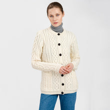 Load image into Gallery viewer, Ladies Traditional Aran Wool Cardigan
