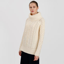 Load image into Gallery viewer, Traditional Ladies Funnel Neck Aran Sweater
